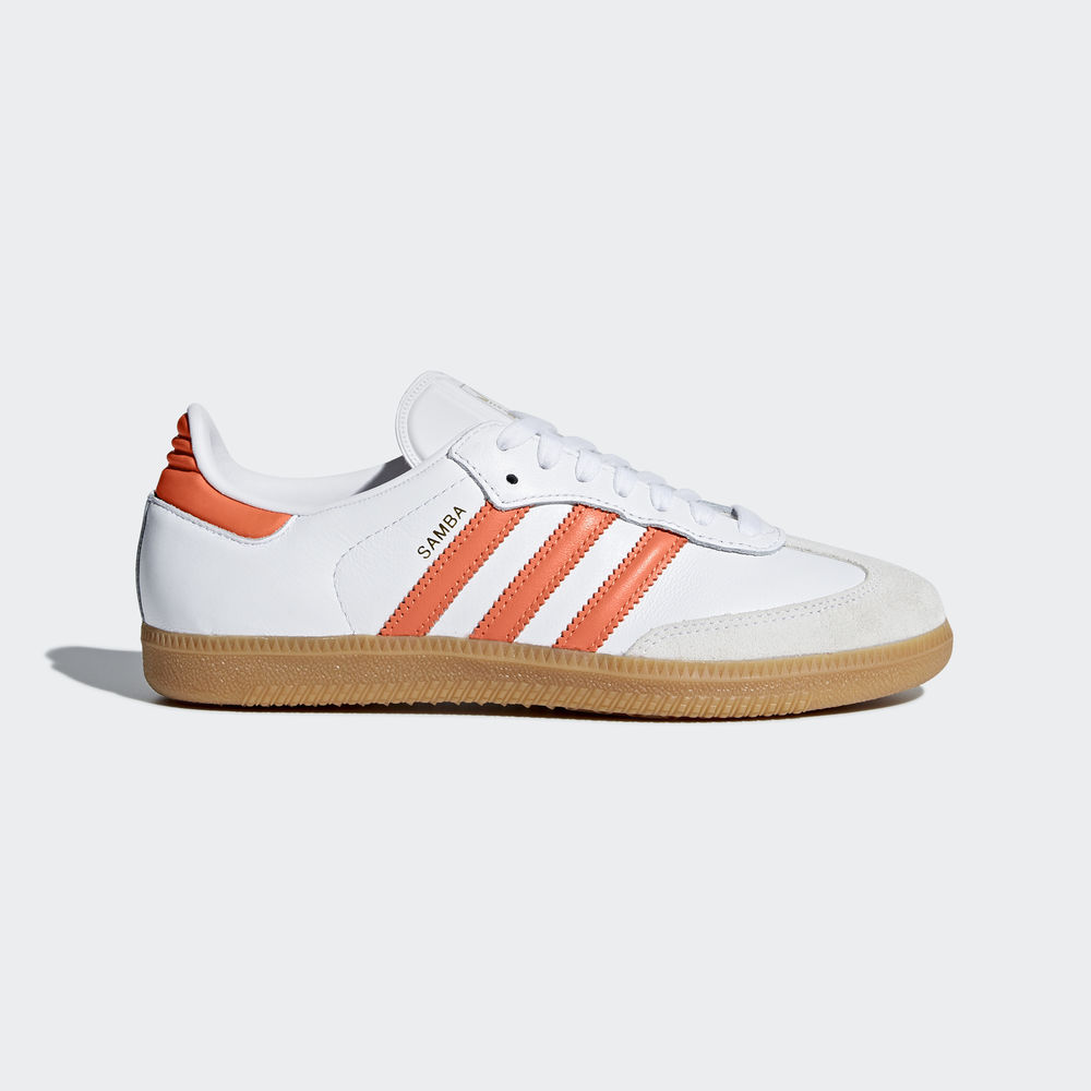 Adidas Samba - Originals γυναικεια - Ασπρα/Πορτοκαλι,Μέγεθος: EU 36 – 54 2/3 (851WSKUZ)